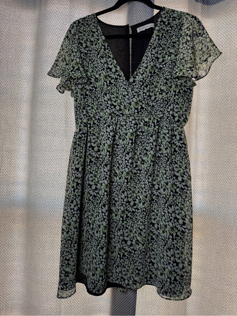 BCBG Generation Green & Black Floral Dress